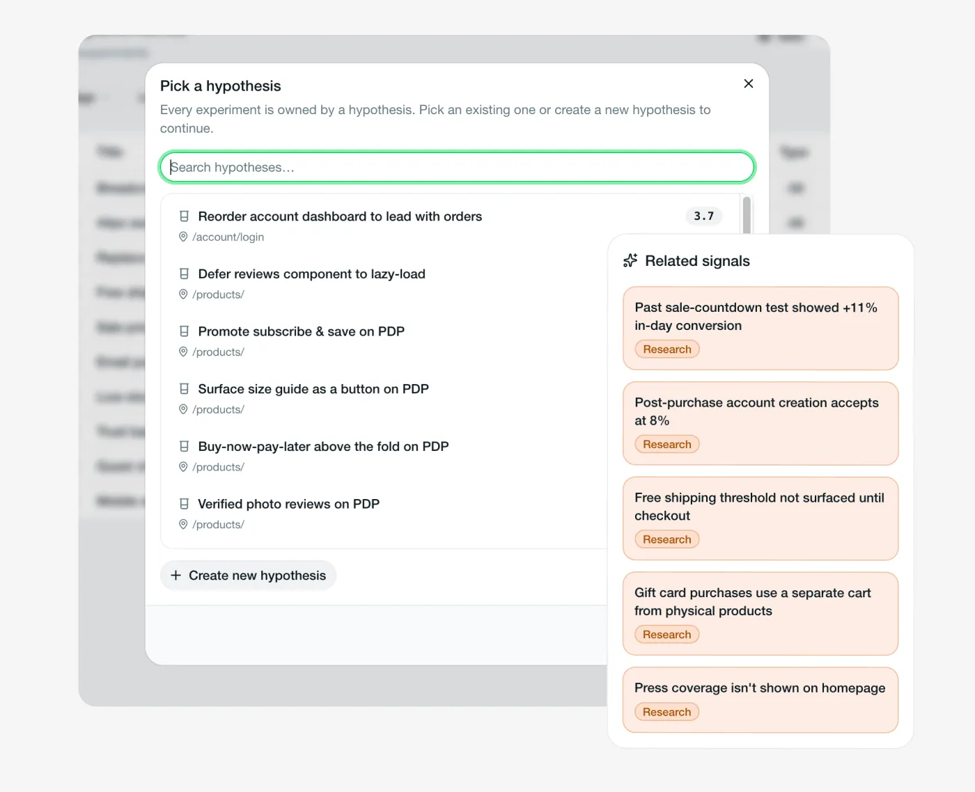 Crobar AI — semantic hypothesis search with automatic related signals